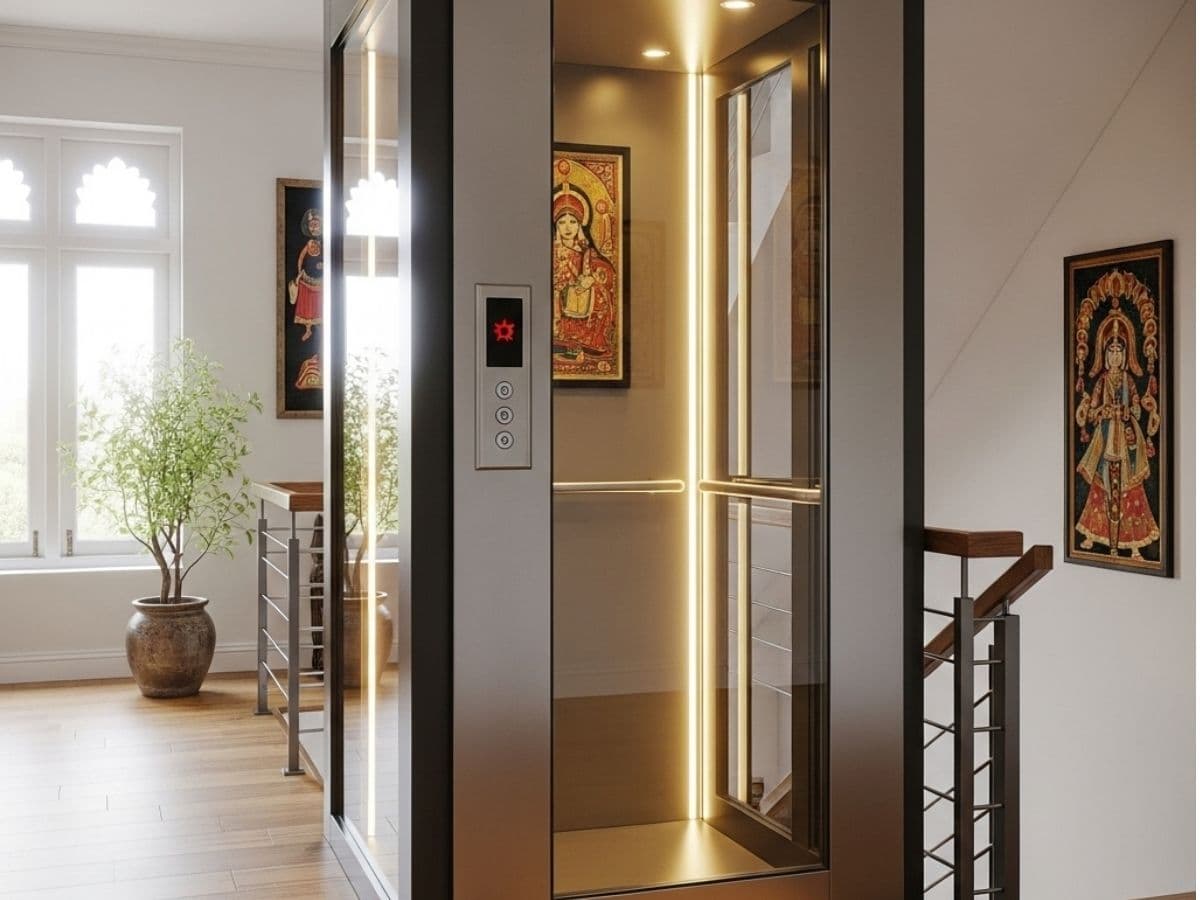 Compact home elevator lift solution